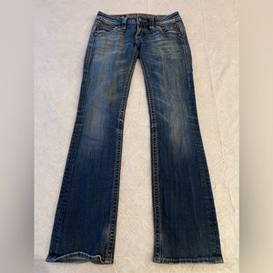 Rock Revival Women's "Gwen" Boot Cut Distressed Jeans Size 28x32 Denim